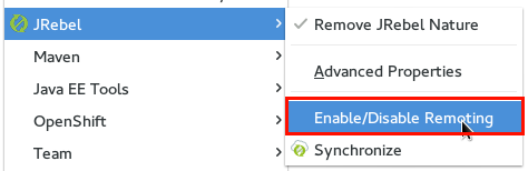 enable jrebel remoting