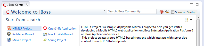 html5 project jboss central