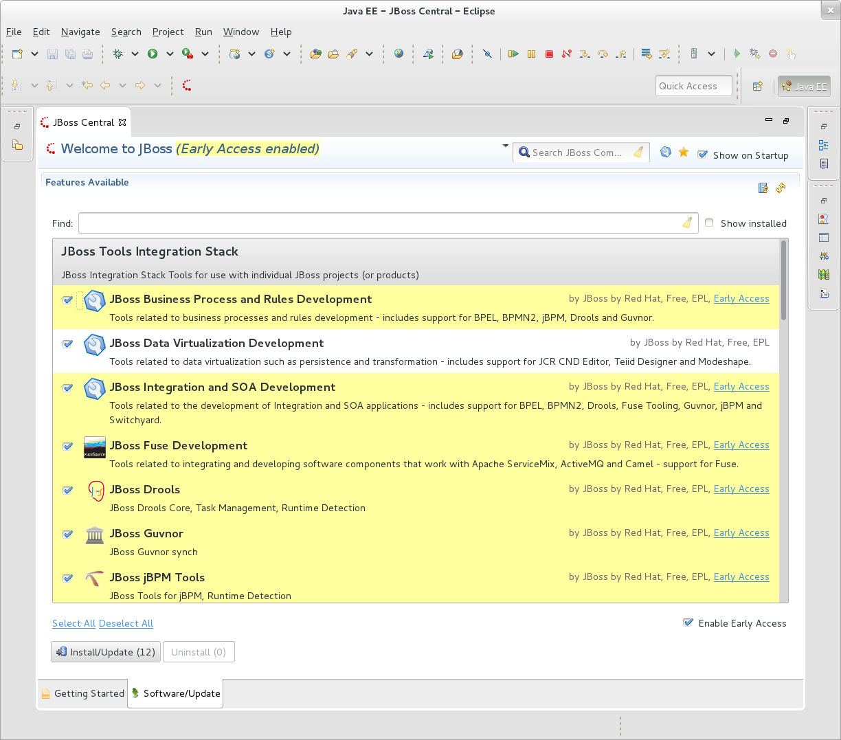 JBoss Central Early Access - JBoss Tools Integration Stack