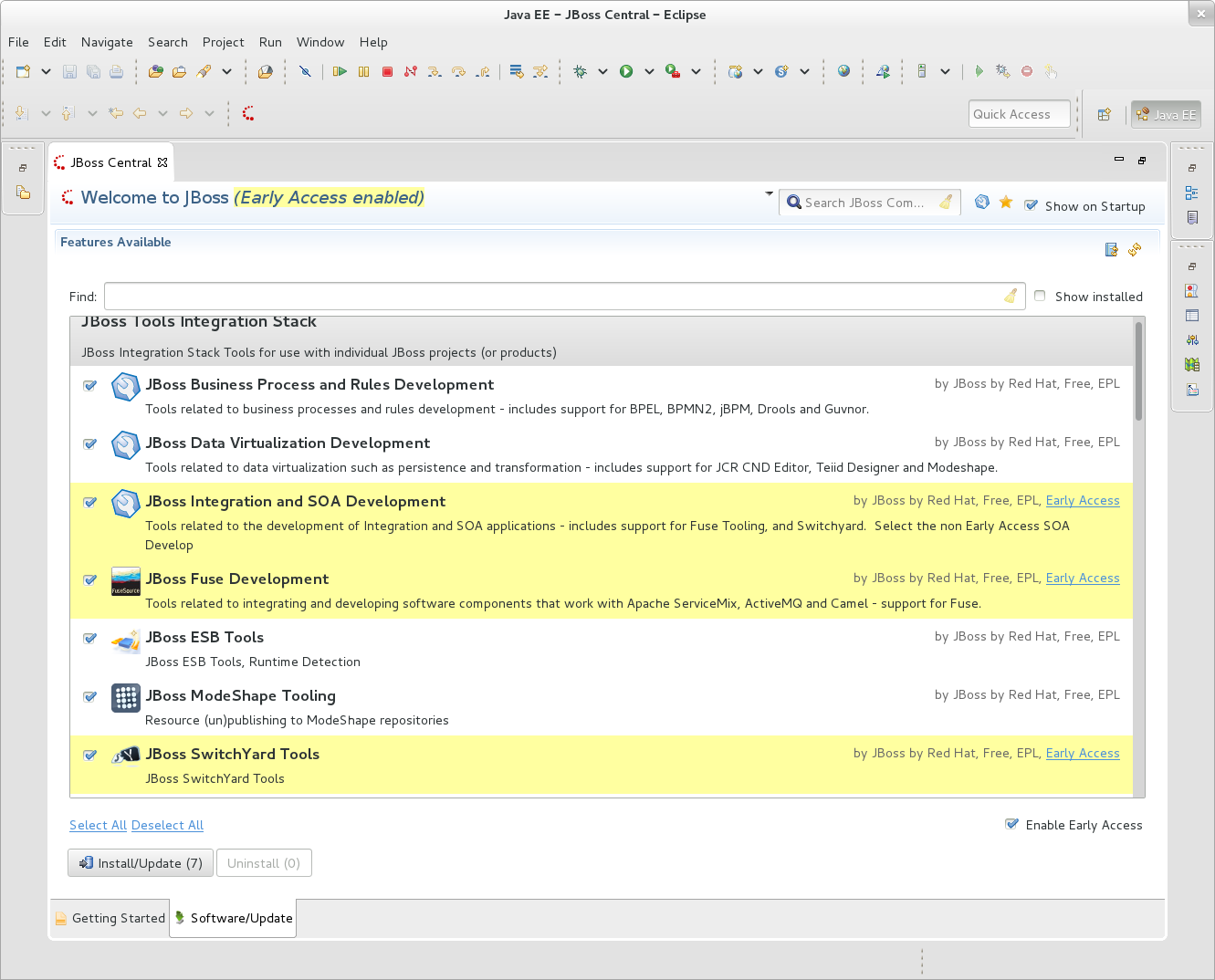 JBoss Central Early Access - JBoss Tools Integration Stack