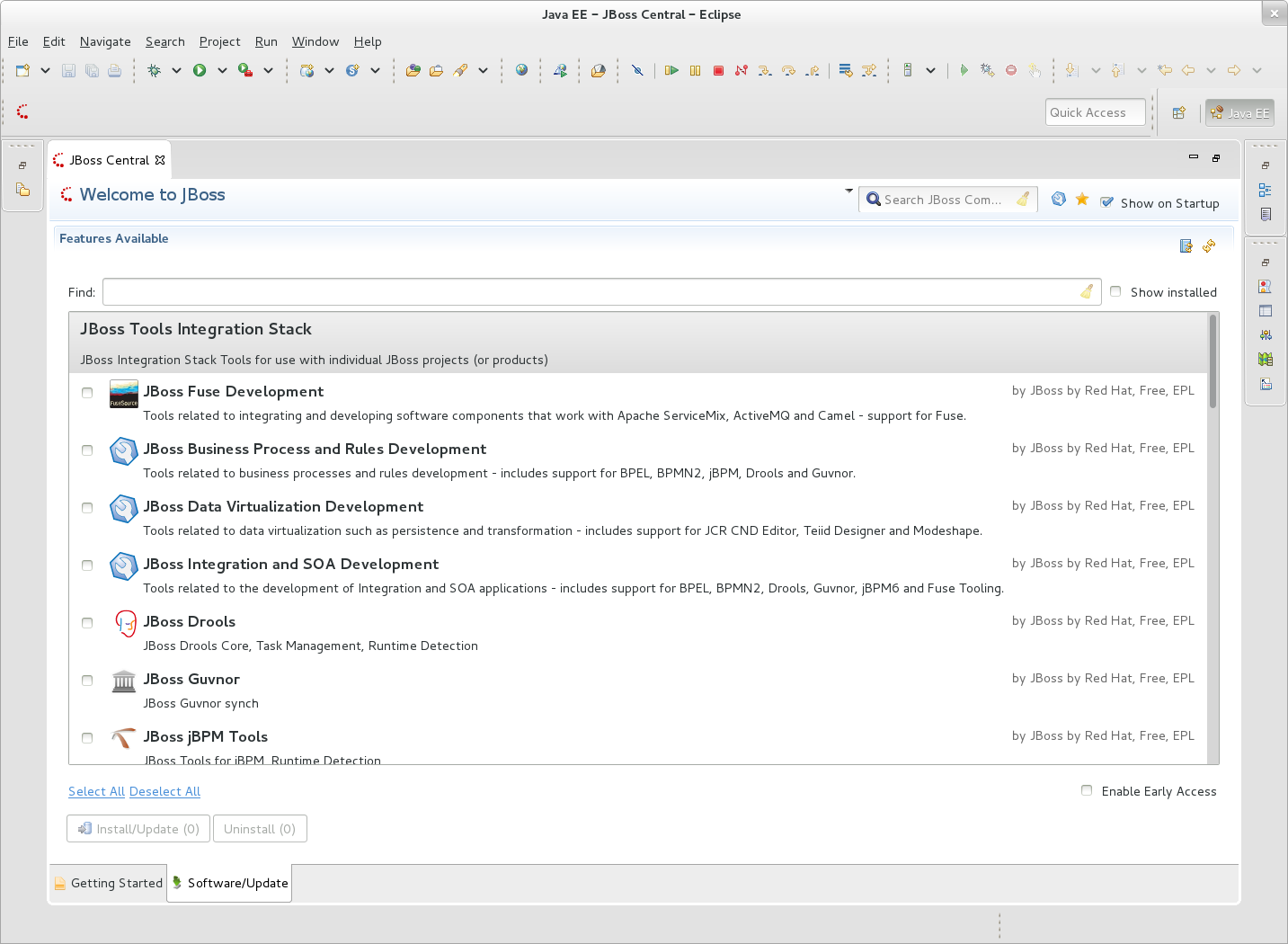 JBoss Central - JBoss Tools Integration Stack