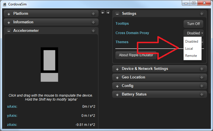 Proxy settings