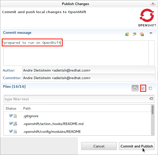 publish to openshift 2