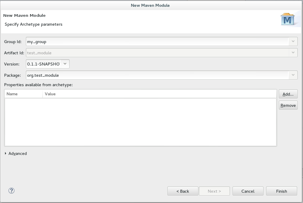 Configure the Module Archetype Parameters