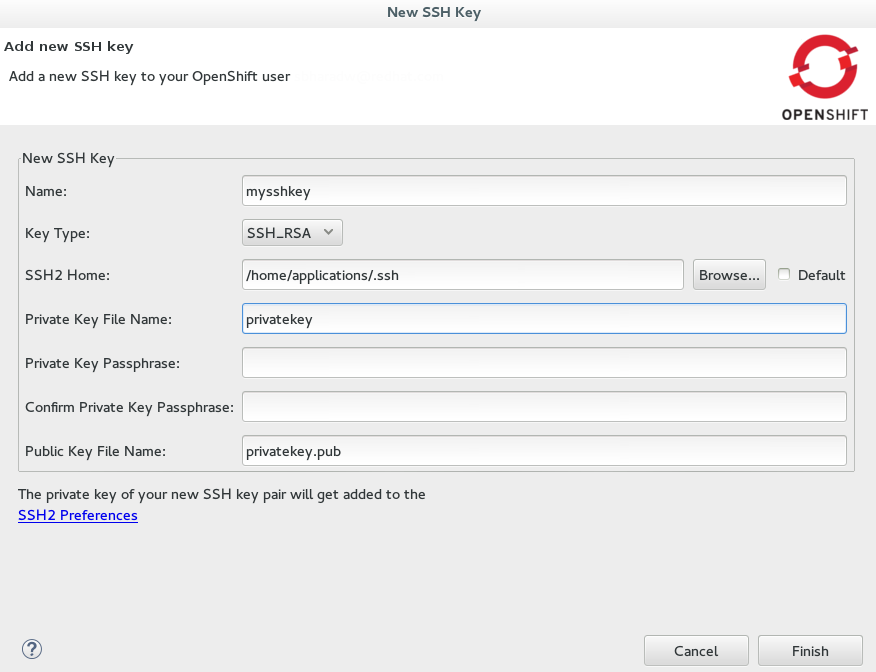 Completed new SSH key fields