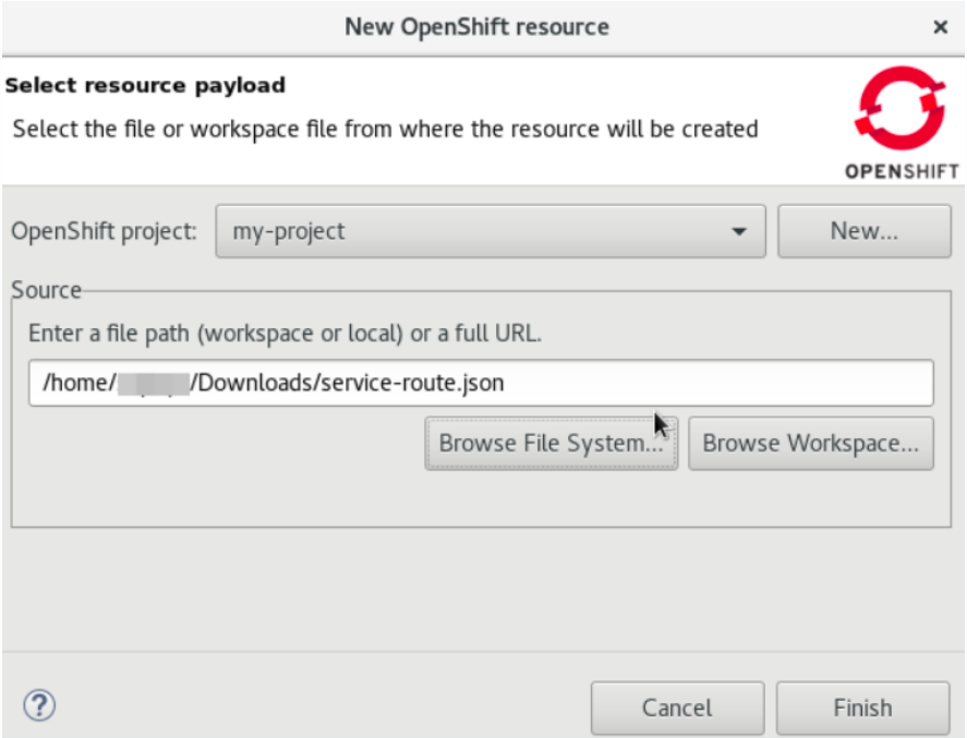 Selecting the service-routes.json File