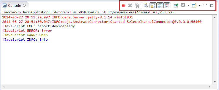 Process launch console output