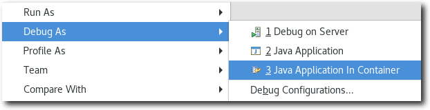 Docker tooling jdt debug menu