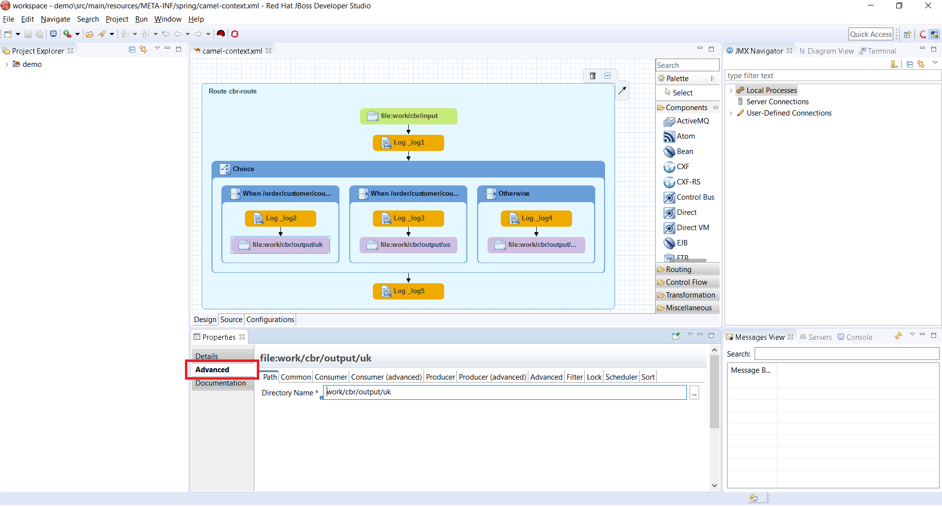 Advanced Tab in Properties view