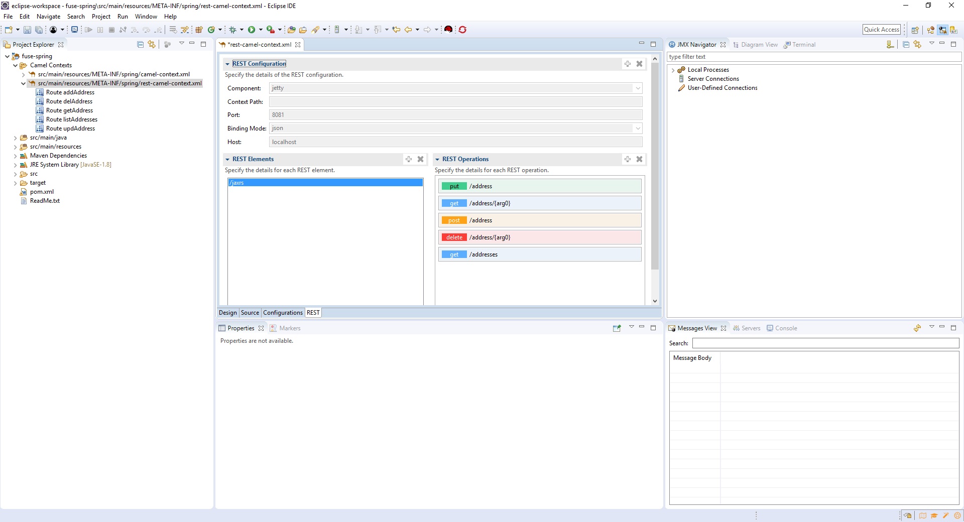 Fuse Tooling editor Rest Tab