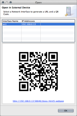 LiveReload open in web browser via qrcode dialog