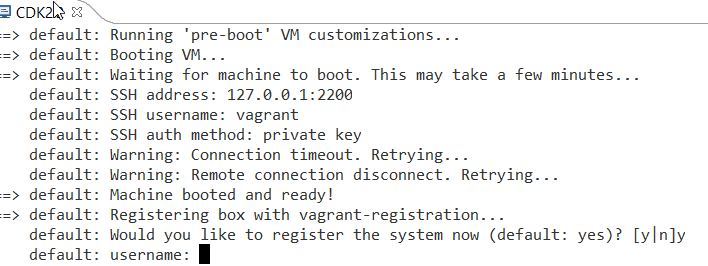 cdk terminal asks for username