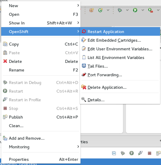 server adapter context menu