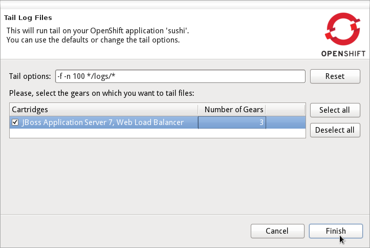 tail log files multiple gears