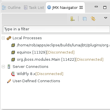 JMX Navigator group by connection type