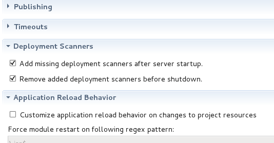 Deployment Scanner Options in Server Editor