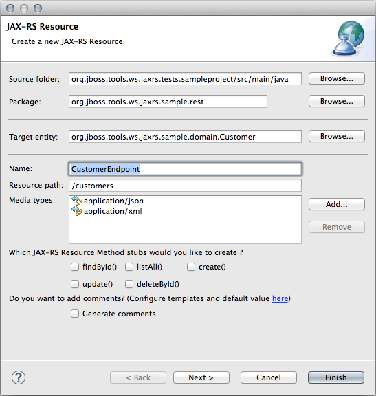JAX-RS Resource Creation Wizard