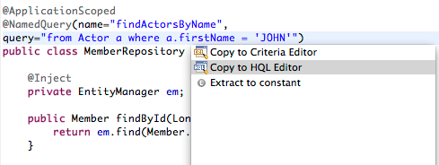 features hibernate copy to hql editor